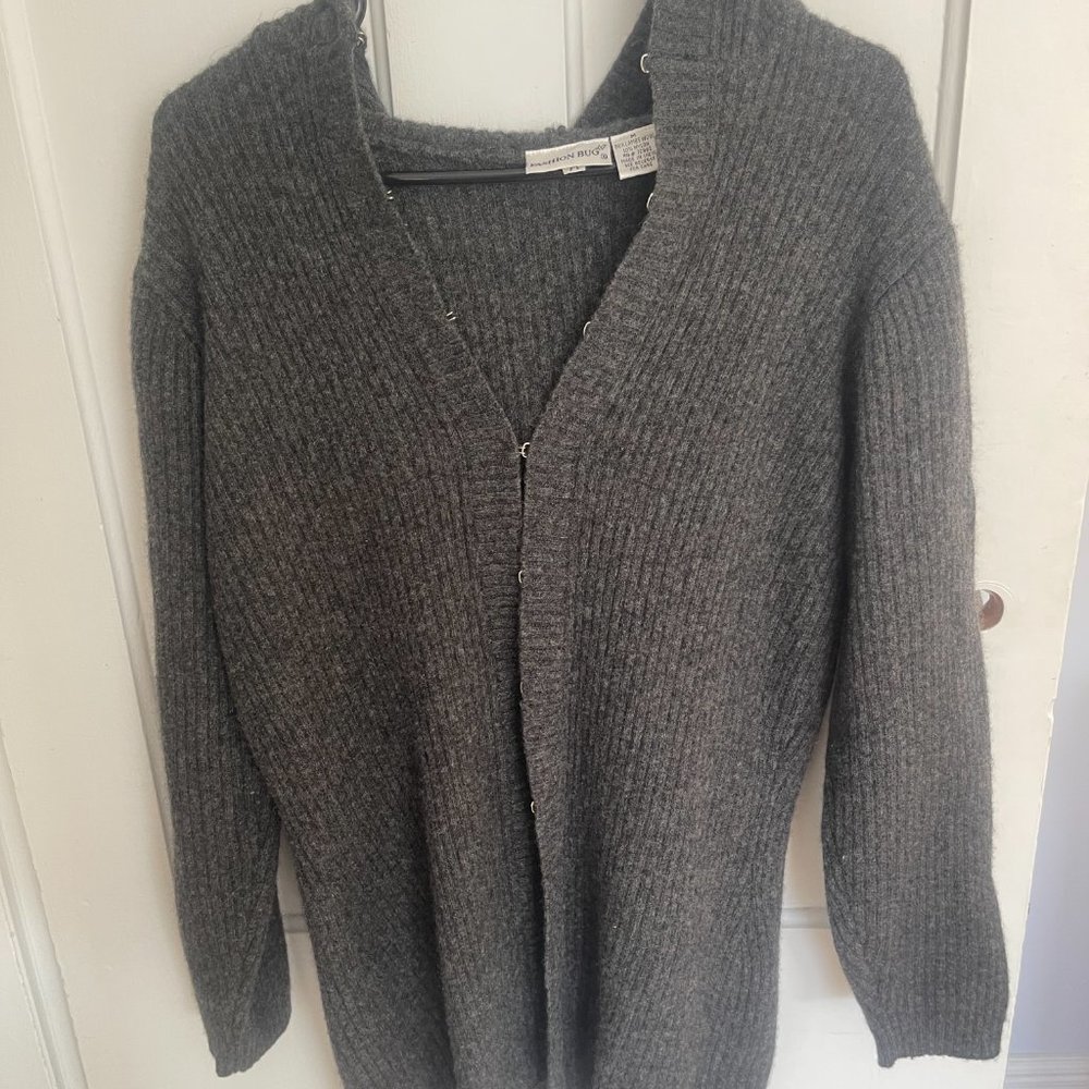 Vintage Fashion Bug Wool Hooded Clasp Cardigan Size M